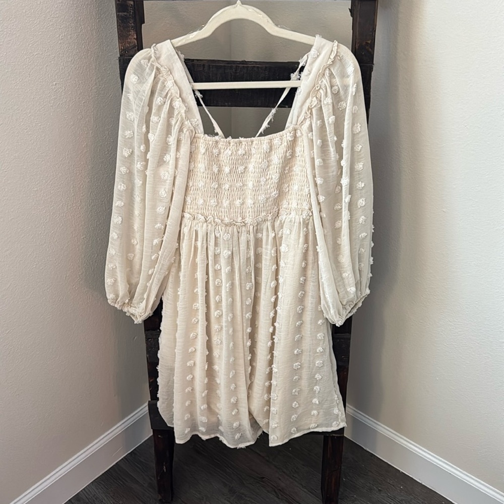 Off white long sleeve midi dress